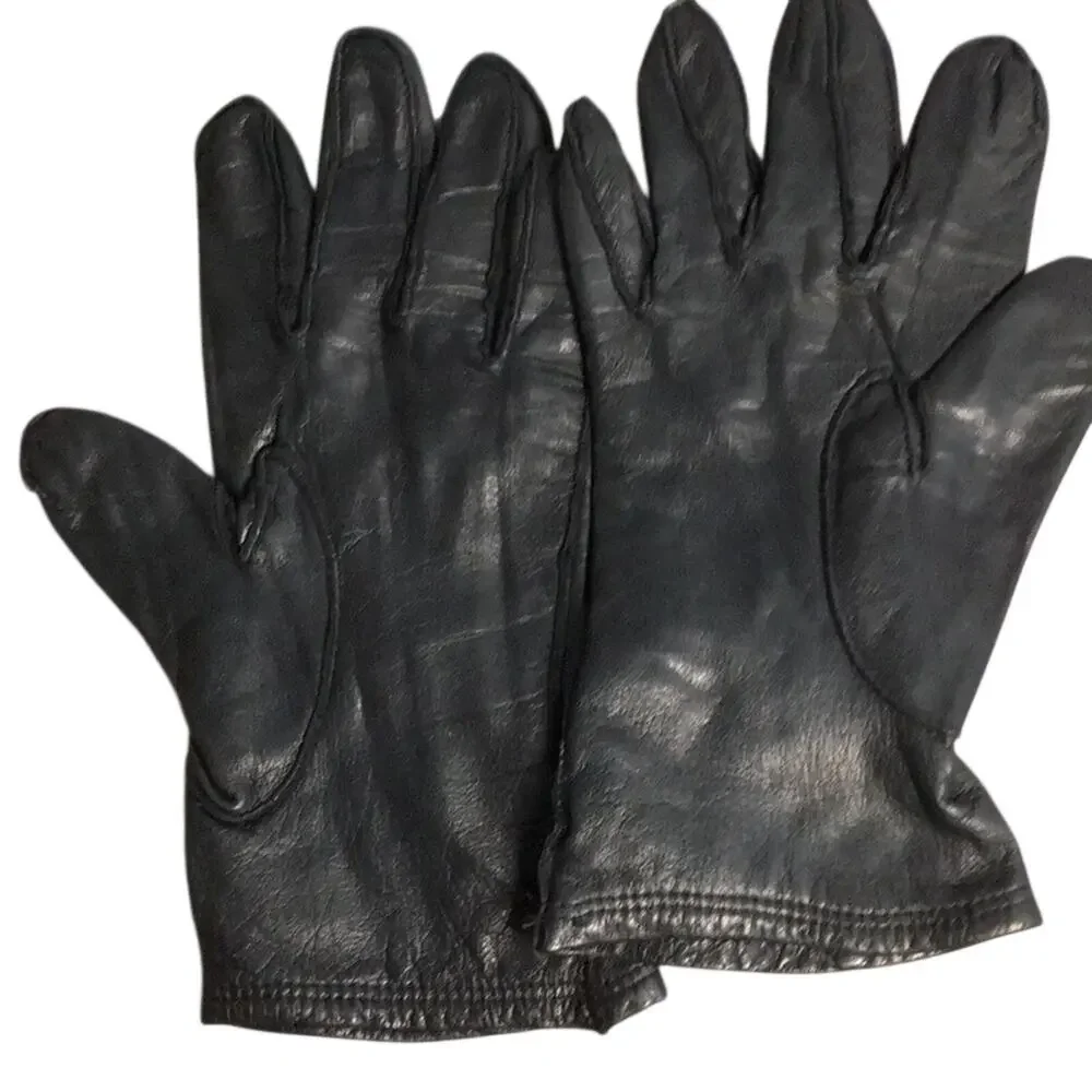 Vintage Kerrybrooke Sears Black Leather Gloves Size Medium